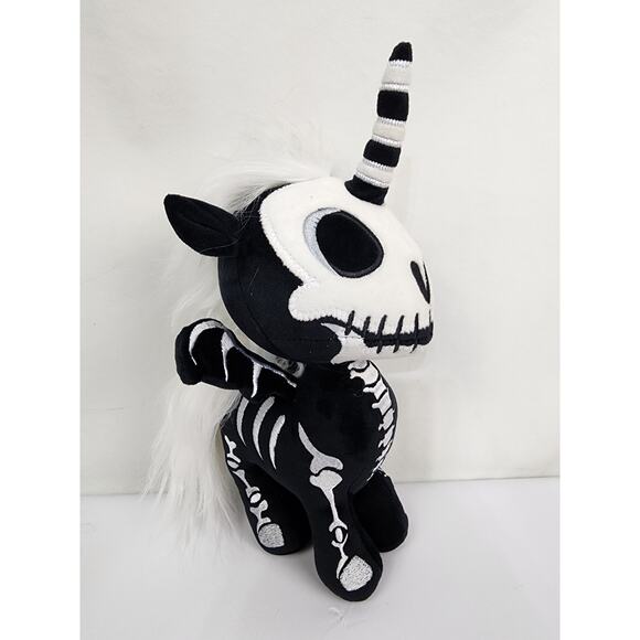 VampireFreaks Unibones 12" Plush Black & White Skeleton Unicorn Goth - Picture 6 of 7